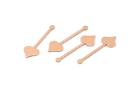 Copper Heart Blank, 24 Raw Copper Spade Blanks, Stamping Blanks (30x9x0.80mm) M02025