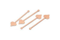 Copper Heart Blank, 24 Raw Copper Spade Blanks, Stamping Blanks (40x9x0.80mm) M02026