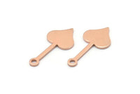 Bakır Kalp Tılsımı, 1 Delikli 24 Ham Bakır Maça Tılsımı (20x9x0,80 mm) M02022