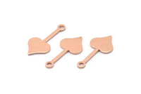 Bakır Kalp Tılsımı, 1 Delikli 24 Ham Bakır Maça Tılsımı (20x9x0,80 mm) M02022