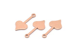 Bakır Kalp Tılsımı, 1 Delikli 24 Ham Bakır Maça Tılsımı (20x9x0,80 mm) M02022
