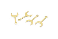 Brass Moon Charm, 50 Raw Brass Crescent Charms With 1 Loop (20x9x0.80mm) M02040