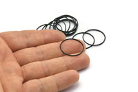 Black Circle Connectors, 24 Textured Oxidized Black Circle Connectors (22x0.8x1mm) BS 1746 S786