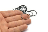 Black Circle Connectors, 24 Textured Oxidized Black Circle Connectors (22x0.8x1mm) BS 1746 S786