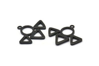 Black Triangle Charm, 2 Oxidized Black Brass Triangle Charms With 1 Loop (27x31.5x2mm) BS 1981