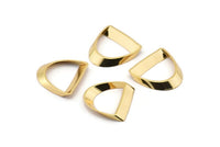 Gold Half Circle - 8 Gold Plated Brass Semi Circle Thick Cut Connectors (8x16x0.4x2x15mm) D0113 Q0980