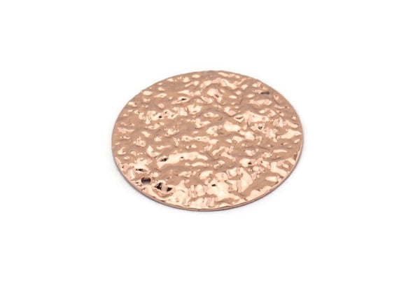 Rose Gold Disc Charm, 2 Hammered Rose Gold Plated Brass Round Connectors With 2 Holes, Earrings, Findings (30x0.70mm) D1028 Q0929