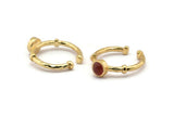 Gold Ring Settings, 2 Gold Plated Brass Round Ring With 1 Stone Setting - Pad Size 5mm N1553