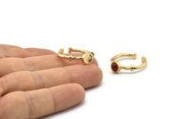 Gold Ring Settings, 2 Gold Plated Brass Round Ring With 1 Stone Setting - Pad Size 5mm N1553