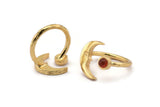 Gold Ring Settings, Gold Plated Brass Moon And Planet Ring With 1 Stone Setting - Pad Size 4mm N1496 Q1097