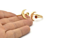 Gold Ring Settings, Gold Plated Brass Moon And Planet Ring With 1 Stone Setting - Pad Size 4mm N1496 Q1097