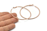 Rose Gold Earring Clasp, 2 Rose Gold Plated Brass Round Earring Findings (61x1.8mm) D1305 Q0933