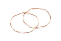Rose Gold Circle Charm, 6 Rose Gold Plated Brass Wavy Circle Rings, Charms, Connectors (49x0.80mm) D1286 Q0947