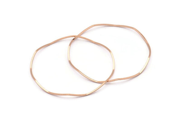 Rose Gold Circle Charm, 6 Rose Gold Plated Brass Wavy Circle Rings, Charms, Connectors (49x0.80mm) D1286 Q0947
