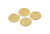 Gold Coin Charm, 8 Gold Plated Brass Coin Charms With 1 Hole, Earring Findings (18x0.60mm) D1245 Q0950