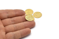 Gold Coin Charm, 8 Gold Plated Brass Coin Charms With 1 Hole, Earring Findings (18x0.60mm) D1245 Q0950