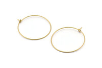 Brass Earring Wires, 50 Raw Brass Earring Wires (30x0.7mm) Bs 1082