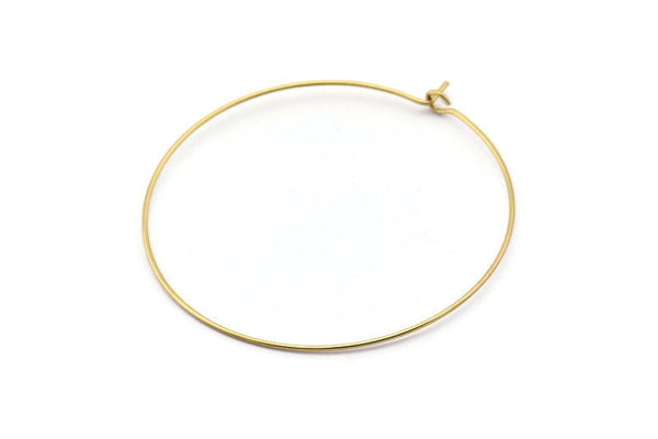 Brass Earring Wires, 50 Raw Brass Earring Wires (45x0.7mm) Bs 1079