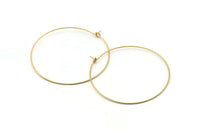 Brass Earring Wires, 50 Raw Brass Earring Wires (45x0.7mm) Bs 1079