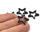 Black Star Charm, 6 Oxidized Black Brass Star Shaped Connectors With 2 Holes (22x3.5mm) BS 2022 H1344