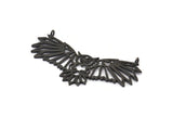 Black Owl Charm, Oxidized Black Brass Owl Pendant With 2 Loops (58x21x1mm) N1457 H1377