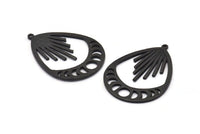Moon Phases Charm, Oxidized Black Brass Moon Phases Charm With 1 Loop, Pendants (44x33x1.5mm) N1129 S1189