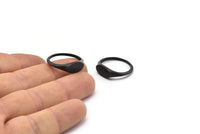 Black Oval Ring, 4 Oxidized Black Brass Ring Oval Settings (18mm) E267 H1329