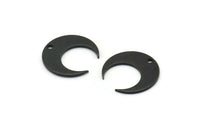 Siyah Ay Tılsımı, 1 Delikli 12 Oksitlenmiş Siyah Pirinç Hilal Tılsımı (14x13,5x5x0,8 mm) BS 2364 S1162