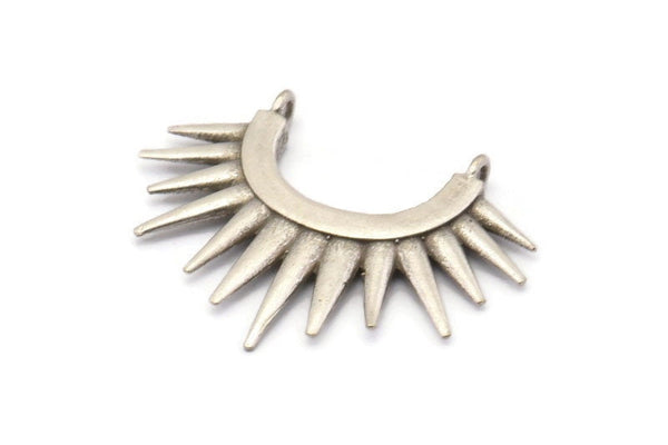 Gümüş Güneş Kolye, 2 Antik Gümüş Kaplama Pirinç Güneş Etnik Kolye, 2 Halka, Bulgular, Tılsımlar (26,5x35,5x2,5 mm) BS 2055 H1352