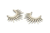 Gümüş Güneş Kolye, 2 Antik Gümüş Kaplama Pirinç Güneş Etnik Kolye, 2 Halka, Bulgular, Tılsımlar (26,5x35,5x2,5 mm) BS 2055 H1352
