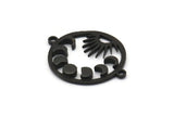 Moon Phases Charm, 2 Oxidized Black Brass Crescent Charms With 2 Loops, Connectors, Bracelet Parts (22mm) N1356 S1163