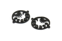 Moon Phases Charm, 2 Oxidized Black Brass Crescent Charms With 2 Loops, Connectors, Bracelet Parts (22mm) N1356 S1163