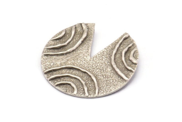 Gümüş Geometrik Kolye, Dokulu Antik Gümüş Kaplama Pirinç Geometrik Kolye, 2 Halka, Tılsımlar, Küpeler, Bulgular (32 mm) BS 2446