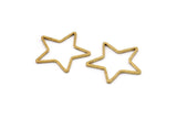 Brass Star Charm, 50 Raw Brass Open Star Charms (21x0.8mm) BS 1077