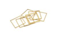 Square Brass Charm, 50 Raw Brass Square Connectors (25X0.80mm) Bs-1122