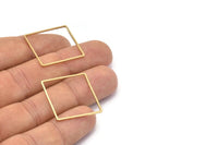 Square Brass Charm, 50 Raw Brass Square Connectors (25X0.80mm) Bs-1122