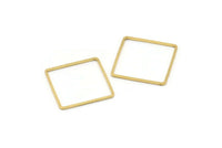 Square Geometric Charm, 24 Raw Brass Square Connectors (20mm) Bs 1121