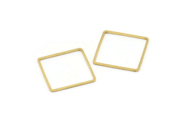 Square Geometric Charm, 24 Raw Brass Square Connectors (20mm) Bs 1121