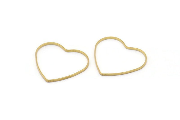 Heart Ring Connector, 50 Raw Brass Heart Connectors (21x18mm) Bs 1130