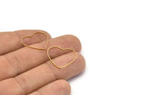 Heart Ring Connector, 50 Raw Brass Heart Connectors (21x18mm) Bs 1130
