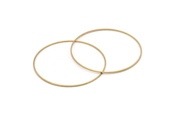 65mm Circle Connectors - 12 Raw Brass Circle Connectors (65x1x1mm) Bs 1104