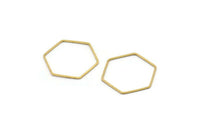 Brass Hexagon Charm, 50 Raw Brass Hexagon Rings (25x0.8mm) BS 1177