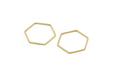 Brass Hexagon Charm, 50 Raw Brass Hexagon Rings (25x0.8mm) BS 1177