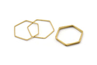 Brass Hexagon Charm, 50 Raw Brass Hexagon Rings (25x0.8mm) BS 1177