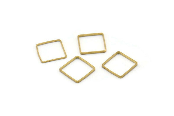 Brass Square Choker Finding, 50 Raw Brass Square Connectors (10x0.5mm) Bs-1142