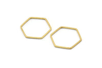 Hexagon Ring Charm, 50 Raw Brass Hexagon Shaped Ring Charms (18x0.80mm) Bs 1174