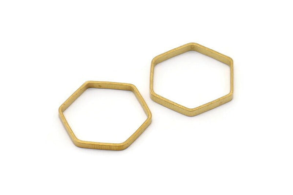 Brass Hexagon Charm, 25 Raw Brass Hexagon Ring Charms (22x0.8x2mm) Bs 1188