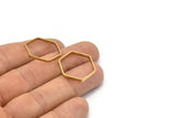 Brass Hexagon Charm, 25 Raw Brass Hexagon Ring Charms (22x0.8x2mm) Bs 1188