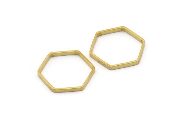 Brass Hexagon Charm, 25 Raw Brass Hexagon Ring Charms (20x0.8x2mm) BS 1186