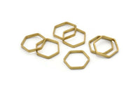 Brass Hexagon Charm, 25 Raw Brass Hexagon Ring Charms (16x0.8x2mm) Bs 1182